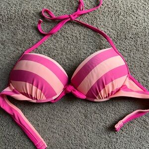 Striped padded bikini top